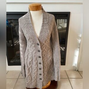 Free People Cozy Cable-Knit Shawl Collar Cardigan - Taupe small